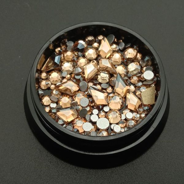 

1box 10pcs diamond plus 150pcs multi-size rinestones decoration for nail art champagne raindrop horse eye rhombus diamonds diy, Silver;gold