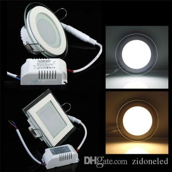 

dimmable led glass panel light recessed downlight smd 5730 ceiling lamp 6w/12w/18w cool warm white led lighting