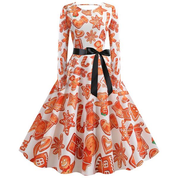 

christmas day designer womens casual dresses fashion 3d digital print collect waist expansion dresses womens clothing, Black;gray
