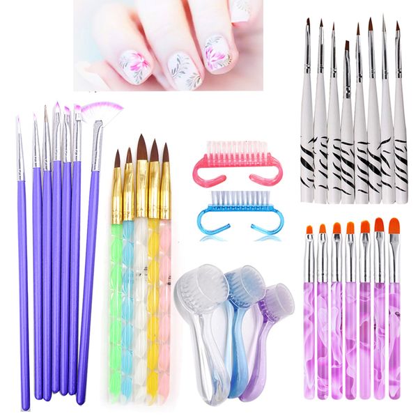 

nail art brush design manicure tool pedicure nail dust brush diy uv gel painting drawing dotting pen cleaning, Yellow
