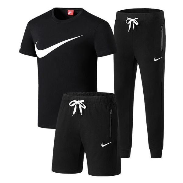 

nk hooded zipper sport suits mens designer mens new three-piece casual fashion ice porcelain cotton set tick print summer sportsqnw8, Gray