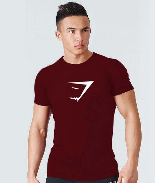 

2019 gym new fashion men's summer large round-collar and short-sleeved sports leisure cotton short-sleeved round-collar t-shirt shark h, White;black