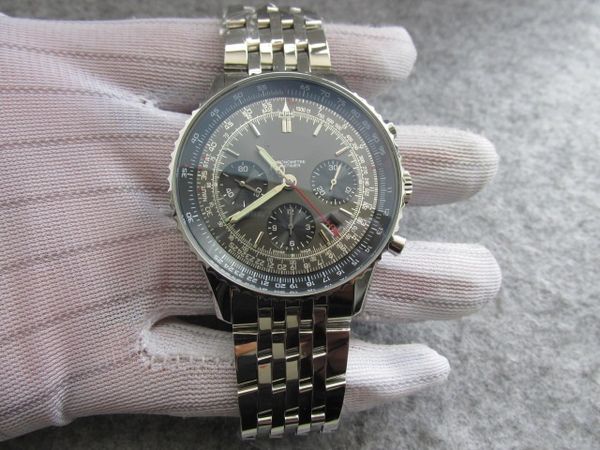 

43mm sapphire crystal chrono working ab012012 chronograph 7750 automatic valjoux 01 men watch mens wristwatch pilot reloj lujoso, Slivery;brown