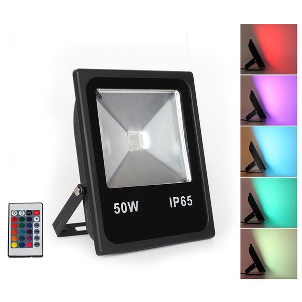 LED RGB Flood Light 10W-200W Luci cambia colore per esterni con telecomando IP65 Impermeabile dimmerabile Wall Washer Light Flood Lamp