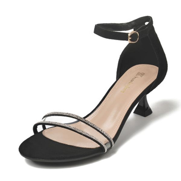 

2020 summer new large size women's sandals roman style word with women's sandals high heels, Black