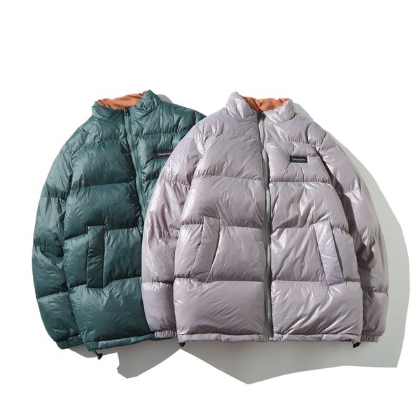 

зимняя куртка мужчина теплой мода толстого parka мужчины сплошного цвет вскользь stand collar coat man streetwear хлопок куртка мужская одеж, Black