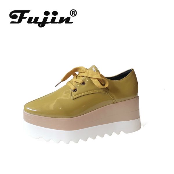 

fujin platform shoes flats wedge for women winter sneakers spring autumn increased heel creepers fashion platform flats, Black