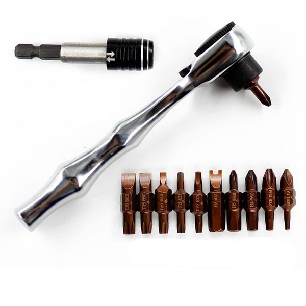

portable screwdriver set ratchet wrench diy repair 1/4 mini hand tool home quick release durable chrome vanadium steel easy use