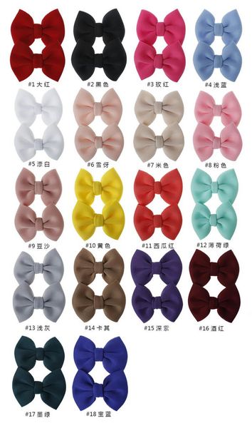 

2019 ins 18color 3inch hair bows girls hair clips 2pcs/pairs baby bb clip cute girls barrettes designer baby girl hair accessories, Slivery;white