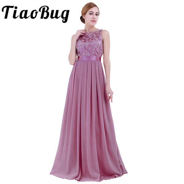 

tiaobug lace bridesmaid dresses long new chiffon beach garden wedding party formal junior women ladies tulle dress, White;pink