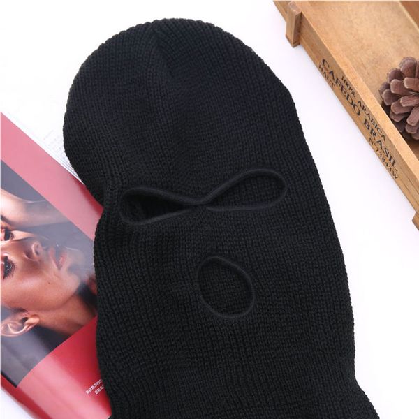 

Black Knit 3 Hole Ski Mask BALACLAVA Hat Face Shield Beanie Cap Snow Winter Warm 2017 лето мода