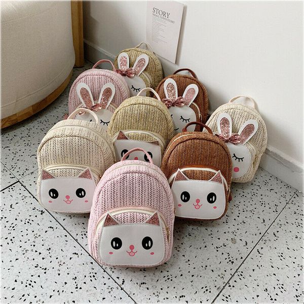 

uk kid boy girl cartoon straw backpack shoulder bags small rucksack tote