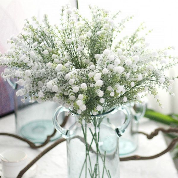 

1pcs 6 head artificial flower baby breath fake silk floral plant home wedding party decoration fake flowers gypsophila