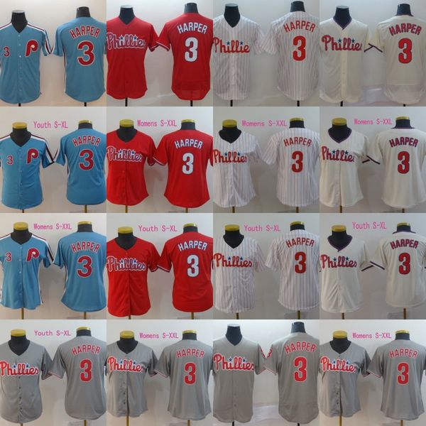 

Men lady youth 3 bryce harper jer ey philadelphia bryce harper 100 titched phillie ba eball jer ey white blue beige red grey