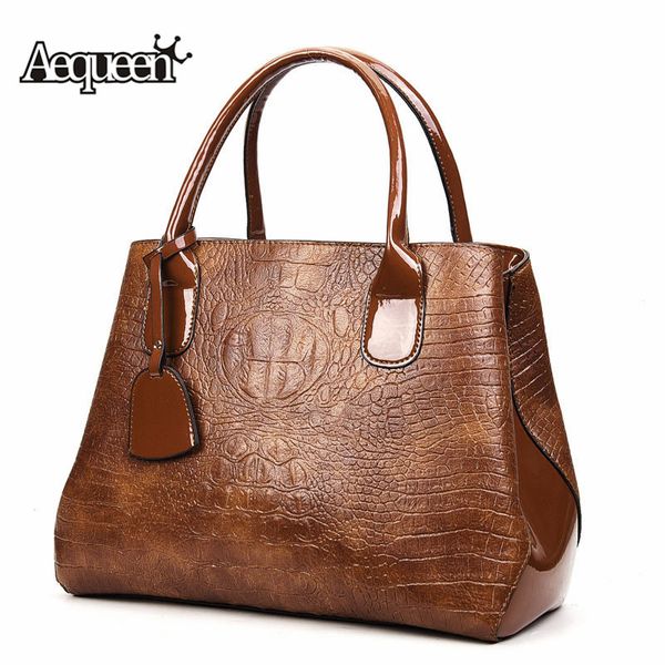 

aequeen fashion women pu leather purses and handbags crocodile pattern shoulder bags handle satchel tote bag crossbody bag