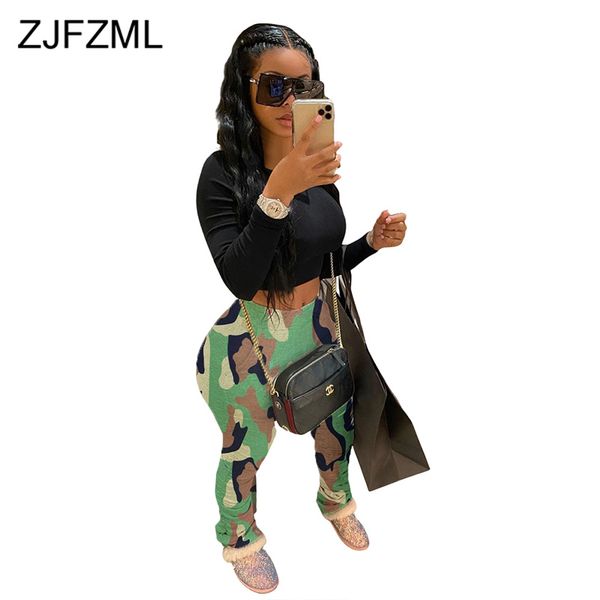 

camouflage print casual plus size joggers women fashion high waist push up pleated trouser casual female long stacked sweatpants, Black;white