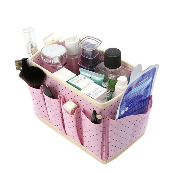 

cute dots deskcosmetic organizer makeup storage boxes bins non-woven wash accessories boxes