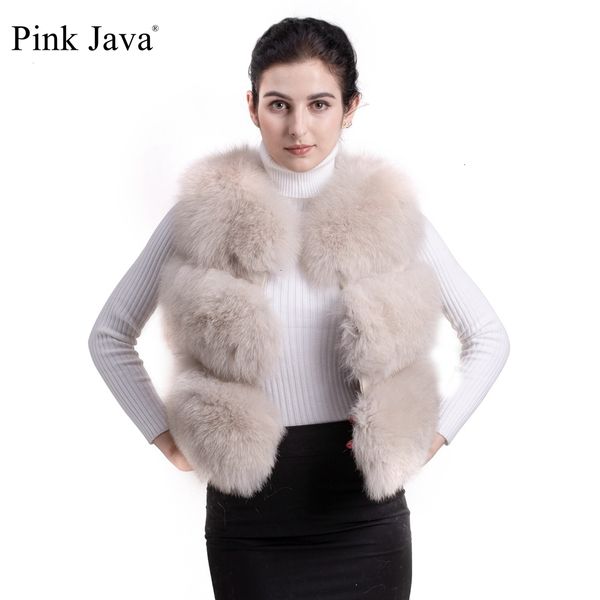 

pink java qc9437 high end fashion natural fox fur vest garment in real fox short vest gilet winter women y190926, Black;brown
