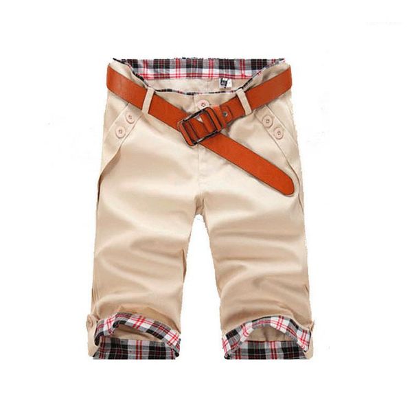 

button short pants solid color slim casual mens shorts piping patchwork plaid summer mens designer shorts zipper pocket, White;black