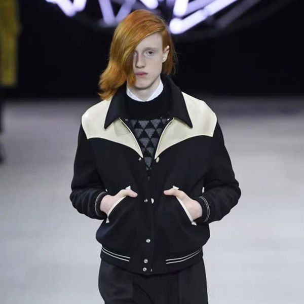 

19fw luxury european patchwork leather jacket fa hion comfortable ba eball jacket couple women men 039 de igner coat hfkyjk010, Black;brown