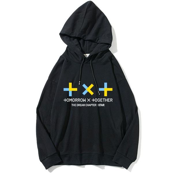 

txt combination the dream chapter star related products should aid the clothes celebrity style hoodie loose shoulder, Black