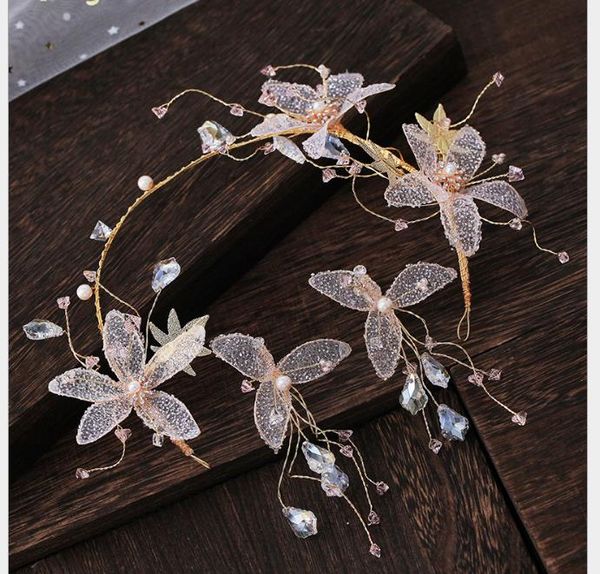 

korean-style sen-series sen-mei hair hoop hair ornament sen-mei head hoop wedding dress wine dress accessories, Slivery;golden