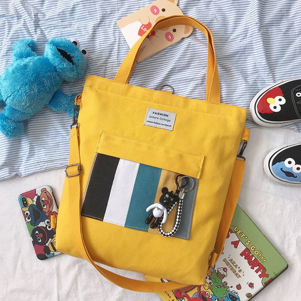 

canvas bags female 2019 fashion messenger bag teenage girls student shoulder bag large capacity stripe handbag dropshipping