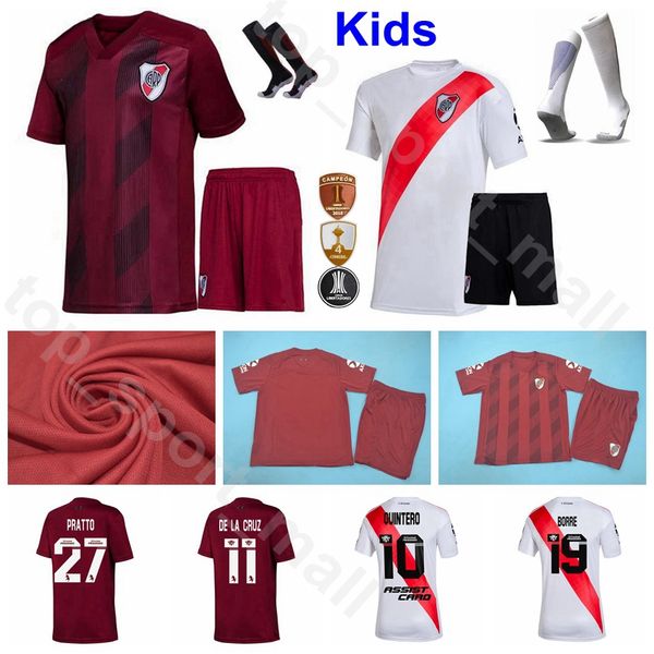 

kids river plate youth borre jersey soccer socks set pratto de la cruz quintero ferreira suarez palacios 2020 2021 football shirt kits, Black