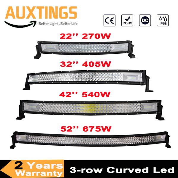 

3-row 22" 32" 42" 52" curved led light bar offroad led bar combo beam work light 12v 24v for 4x4 4wd suv atv cars