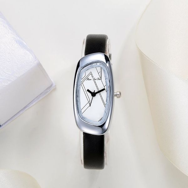 

2018 elegant women slim soft leather band wrist watches simple sketch pattern dial quartz wrist watch birthday gift fd023, Slivery;brown