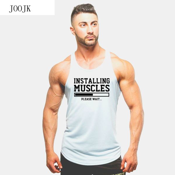 

2019 new fashion gym clothing sleeveless shirt bodybuilding vest men' casual vest cotton muscle men' brand sweatshirt boy, White;black