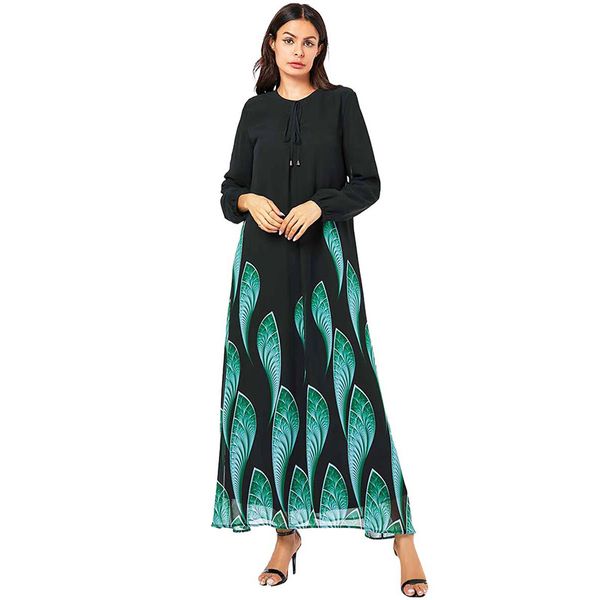 

ethnic clothing middle east arabian plus size women's print dress saudi arabia muslim dubai ramadan long sleeve black abaya, Red