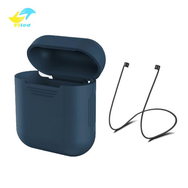 

For apple airpod ilicone ca e protector cover leeve pouch with anti lo t rope for air pod bluetooth headphone earphone ca e