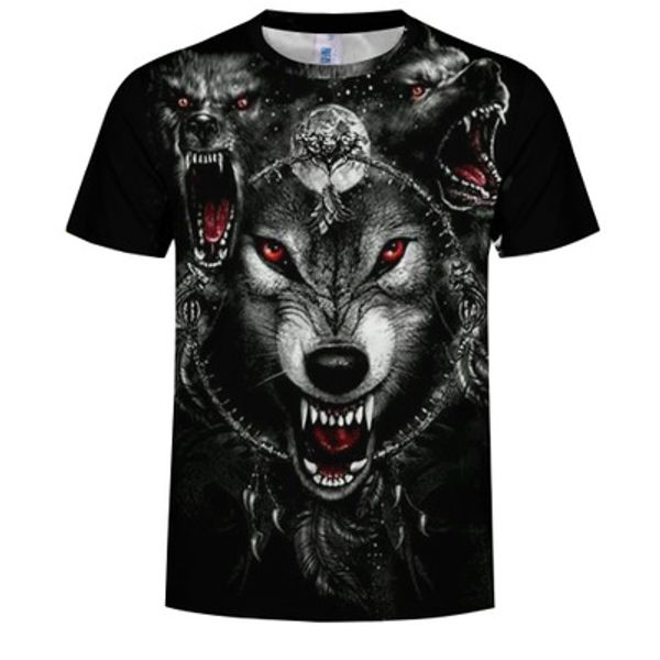 

new summer brand large size 3d wolf head t-shirt man round collar short sleeve t-shirt men fashion t shirt short sleeves ypf711, White;black