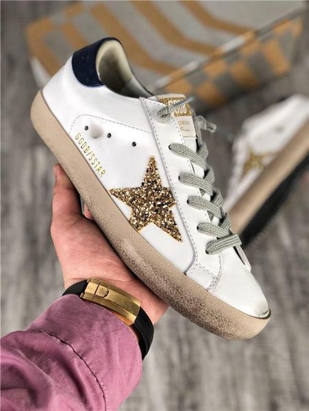 

Italy 13 ggdb golden old tyle brand 13 de igner neaker luxury genuine leather men women ca ual hoe goo e trainer uper tar ntm 002, Blue;gray