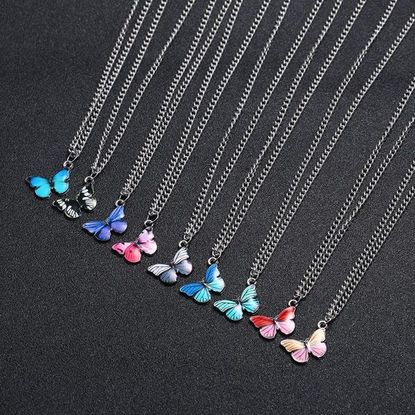 

fashion vintage drop oil painted lady girl personality butterfly long sweater chain choker, Silver