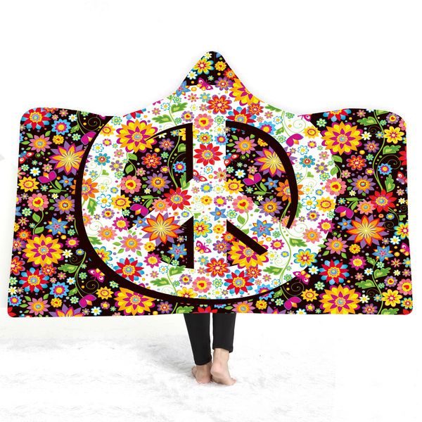 

hooded blanket 3d printed hippie for adults kids sherpa fleece hoodie blanket for sofa microfiber throw home travel