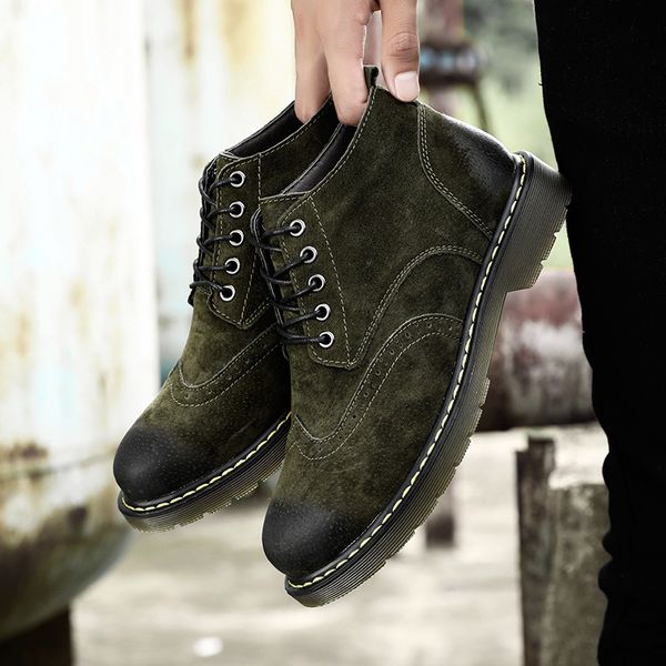 

2019 fashion men leather boots casual autumn winter ankle boots lace up men shoes footwear drop shipping 46, Black