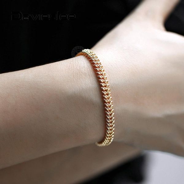 

20cm bracelet for women 5.5mm 585 rose gold color swirl rope link chain girls party wedding fashion jewelry gifts new lcb46, Black