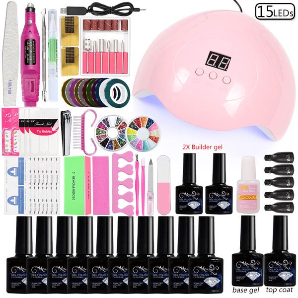 

nail art tool 45w/48w/80w led uv nail lamp 10 colors gel varnish electric machine accessories set for manicure acrylic kit