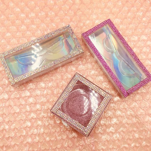 

false eyelashes glitter diamond lash cases 10pcs/lot 50pcs/lot for regular mink custom eyelash packaging