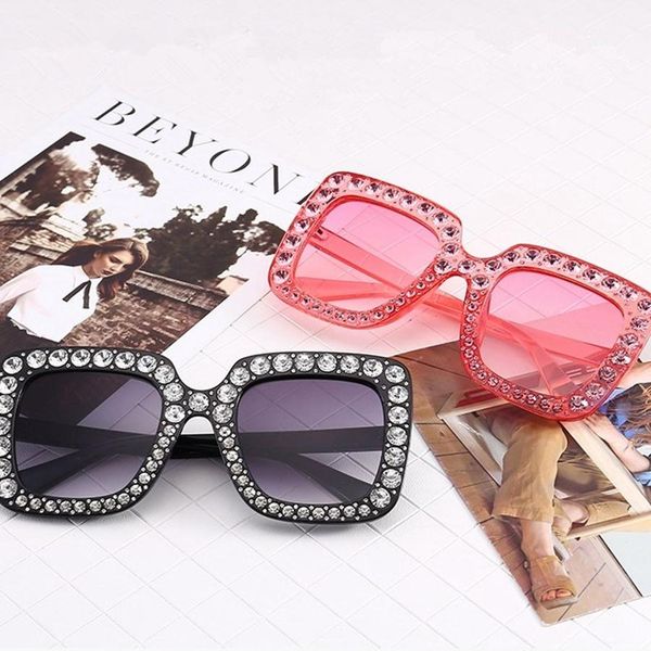 

fashion square diamond sunglasses classic women designer sun glasses ladies vintage oversized shades female goggle eyewear 10pcs tta1007, White;black