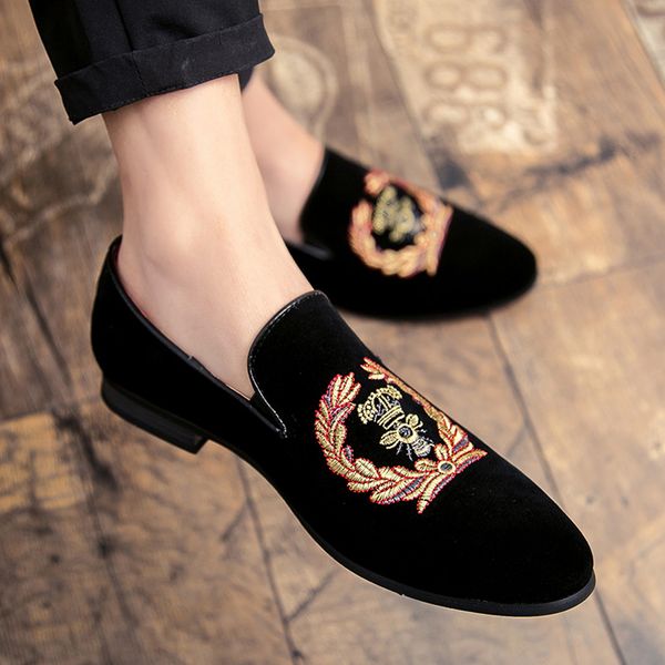 

2019 fashion plus size leather shoes men dress formal wedding leather shoes slip-on men flat business loafers 1, Black