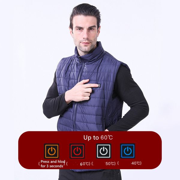 

esdy large size 5xl winter charging intelligent electric vest usb outdoor camping trekking working fishing sport men's waistcoad, Gray;blue