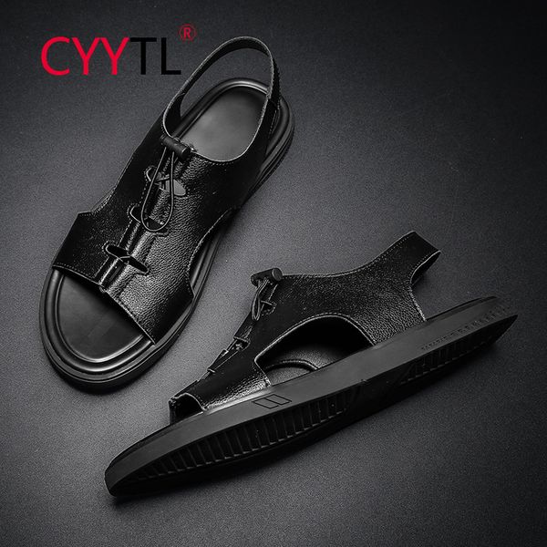 

cyytl 2020 men's sport sandals breathable outdoor walking fisherman summer sandals adjustable althetic open toe beach shoes, Black