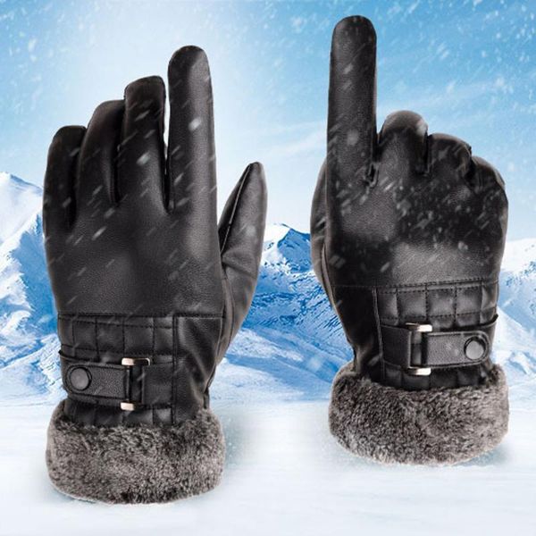 

men winter thermal gloves artificial leather motorcycle ski snowboard outdoors sports gloves guantes termicos hombre 2020 new e
