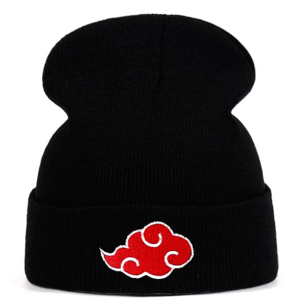 

japanese akatsuki logo anime naruto casual beanies for men women knitted winter hat solid color hip-hop skullies hat cap
