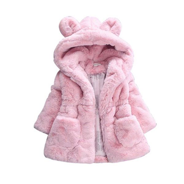 

girls jacket 2019 autumn winter jacket for girls fur coat baby kids warm hooded outerwear coat for clothes children, White