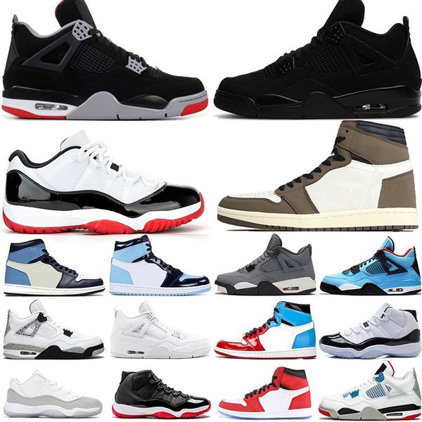 

new arrival 2019 bred black cat 4s fiba mens basketball shoes white red 11s concord 45 1 high travis scotts men sport sneakers