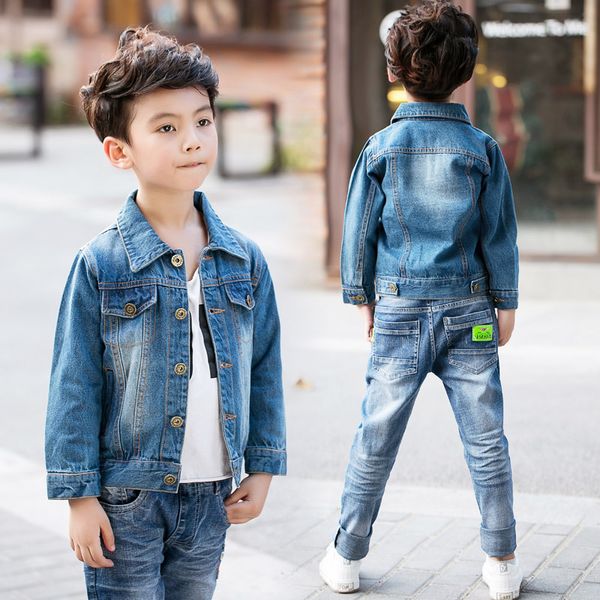 

collection boys casual denim jackets children autumn denim outerwear coats boy fashion jacket coat, Blue;gray
